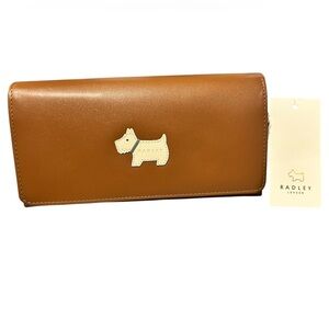 RADLEY LONDON Large Leather Heritage Dog Wallet NEW WITH TAGS Chestnut Tan Brown